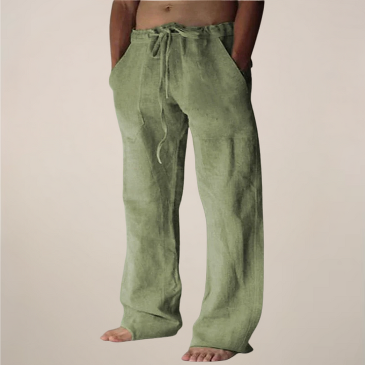 Cornelius | Men's Men’s Linen Drawstring Wide-Leg Loose Trousers Pants — 2