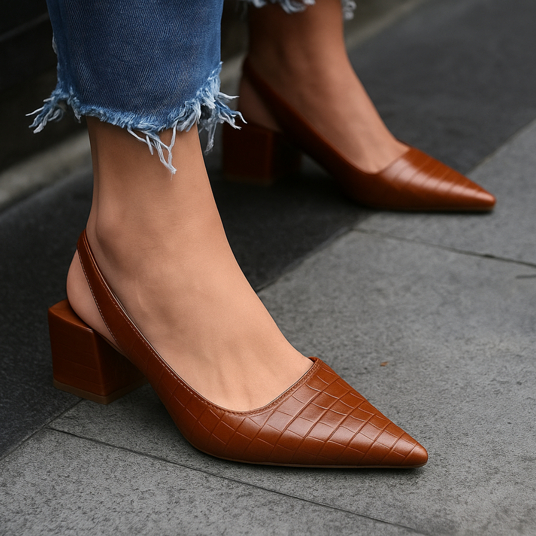 Dahlcine | Women's Comfort Slip-On Pointed Toe Slingback Style Flats — Brown