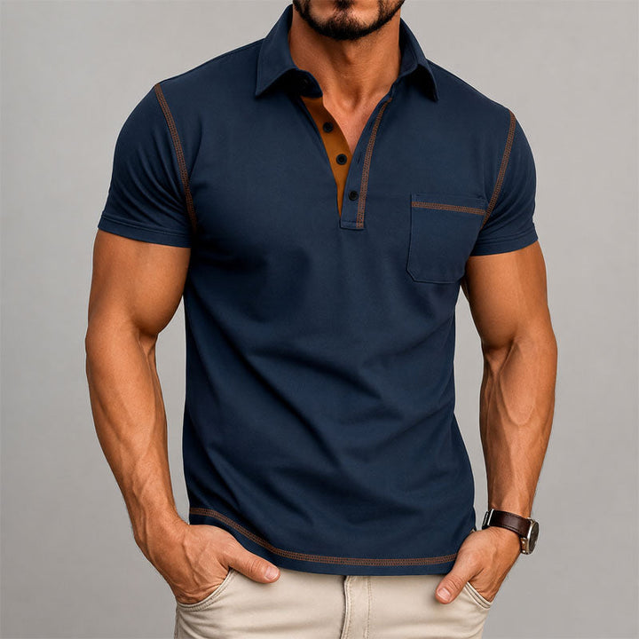 Dashiell | Men's Button-Up Casual Contrast Trim Polo Shirt — 1