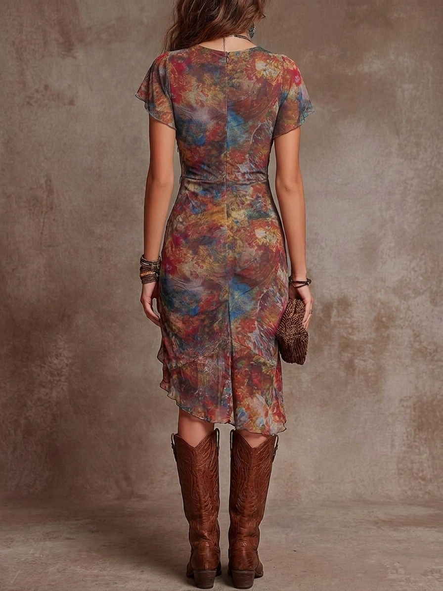 Fashion accessory displayed with a female model in a clean studio setting, back view