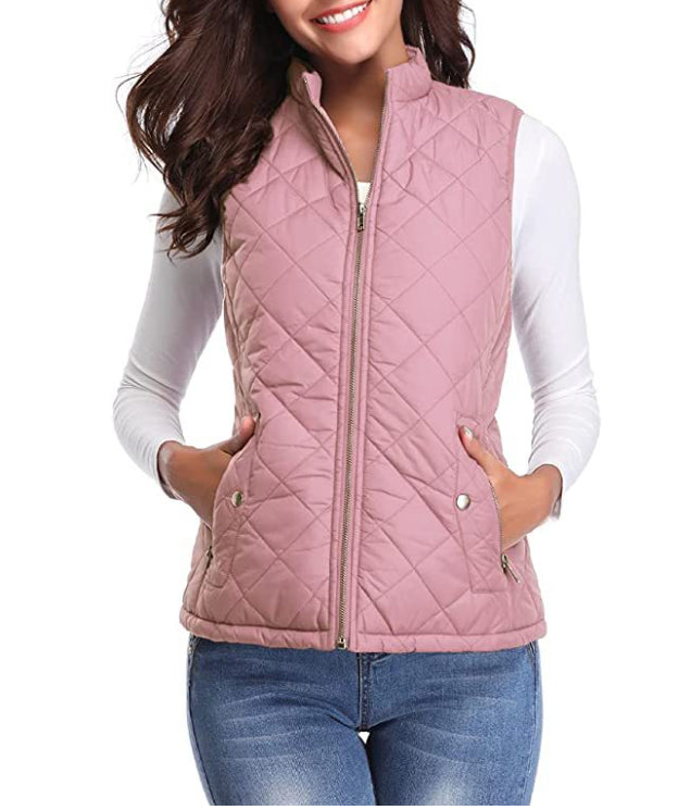 Delphine | Women's Casual Stretch Quilted Zip Front Vest Top — 1