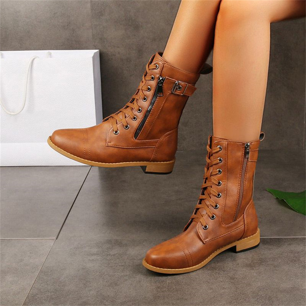 Delwynn | Women's Toe Side Zipper Orthopedic Boots — Brown