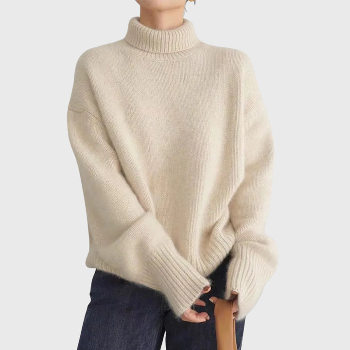 Doriaana | Women's Casual Stretch High Neck in Cashmere Tops — Beige