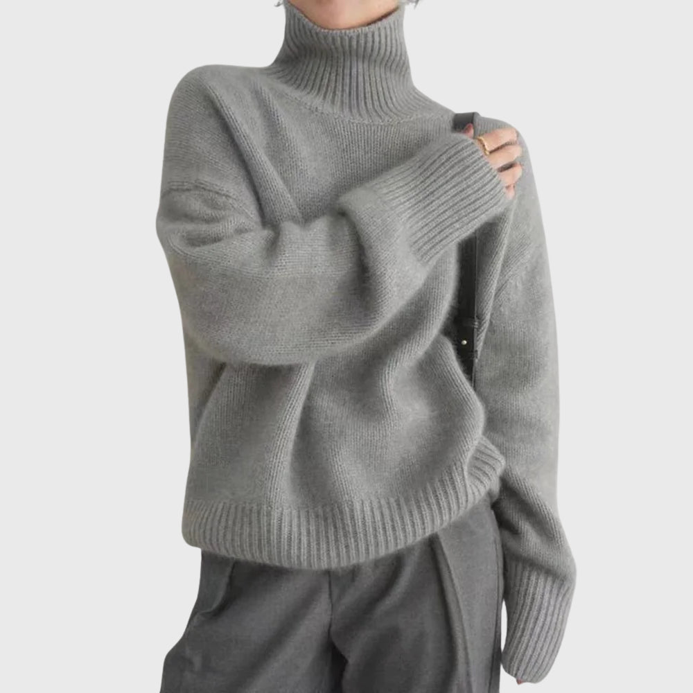 Doriaana | Women's Casual Stretch High Neck in Cashmere Tops — Gray