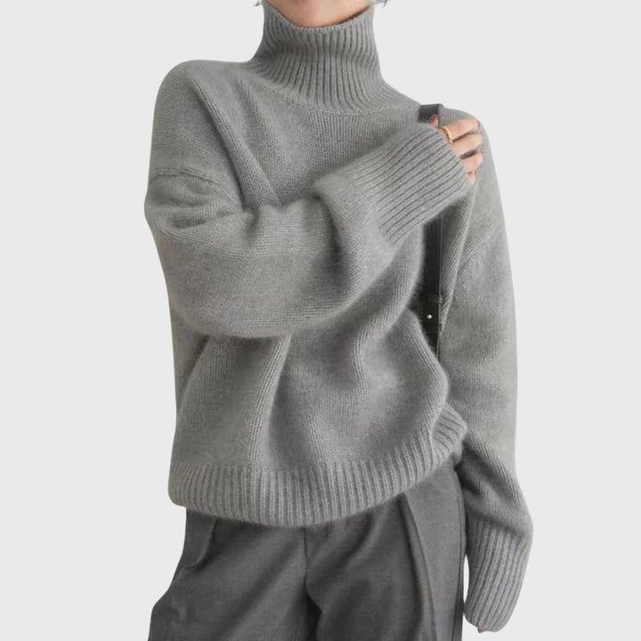 Doriaana | Women's Casual Stretch High Neck in Cashmere Tops — Gray