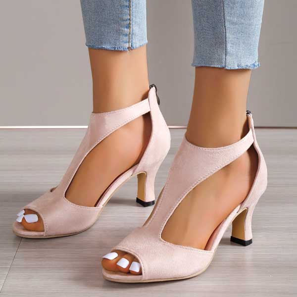 Model top view wearing trendy sandals minimal plain background