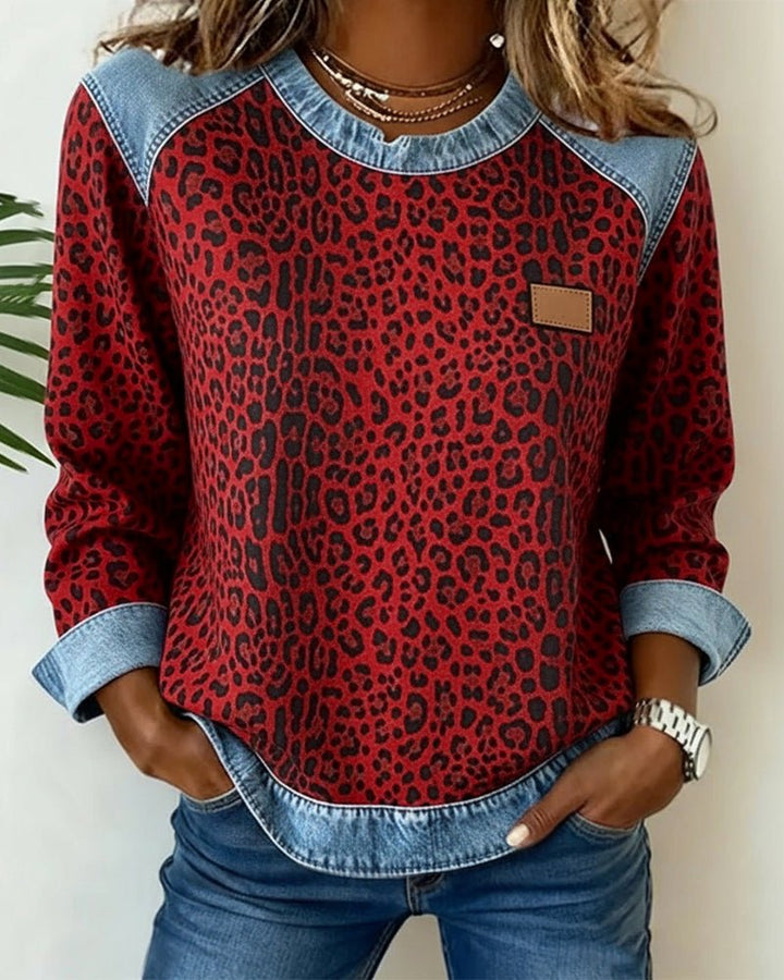 Emelineana | Women's Chic And Cozy Leopard Print Sweater — Red