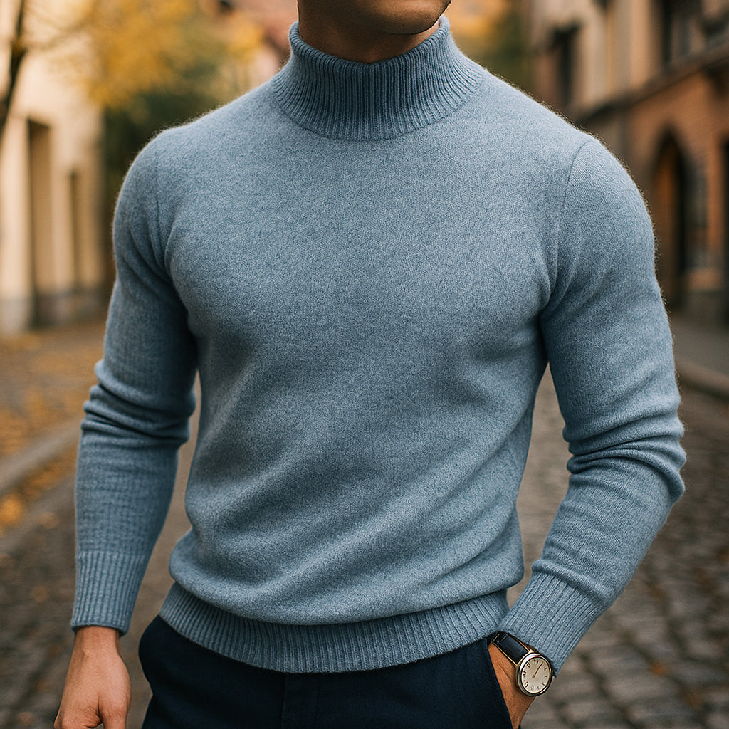 Emelinevia | Women's Knit Cozy HALF NECK SWEATER — Gray-Green