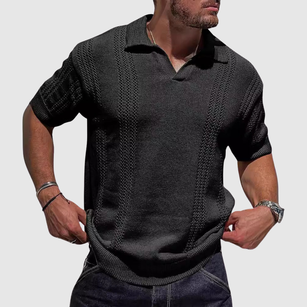 Emerson | Men's Cozy Textured Knit Polo Shirt Sweaters — 1