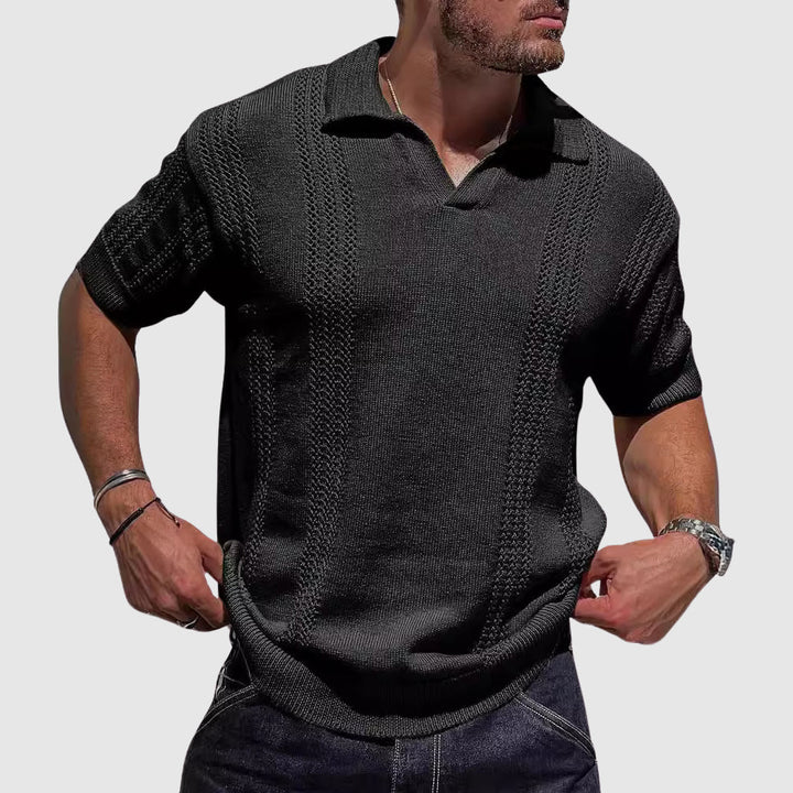 Emerson | Men's Cozy Textured Knit Polo Shirt Sweaters — 1