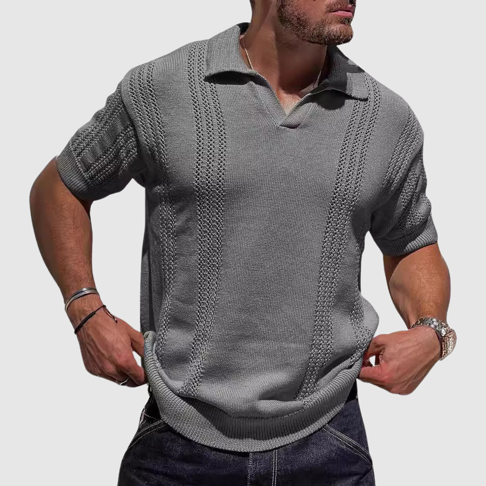 Emerson | Men's Cozy Textured Knit Polo Shirt Sweaters — Gray