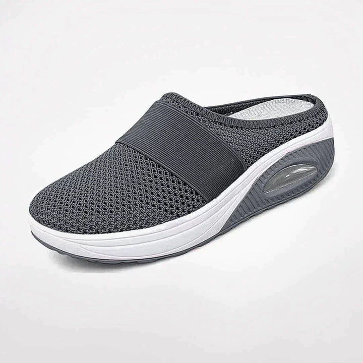 Evangeline | Women's Casual Stretch Orthopedic House Shoes – Supportive Comfort Slippers Tops — Dark Gray