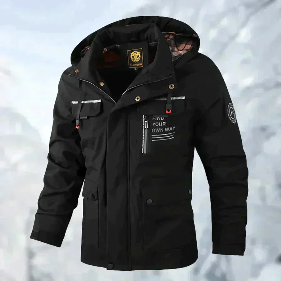 Ezekiel | Men's Waterproof Jacket with Removable Hood — Black