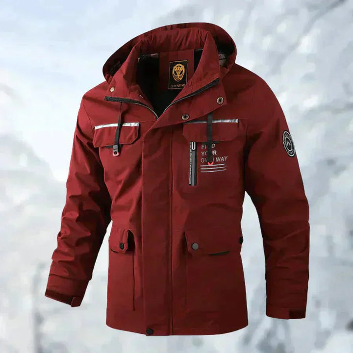 Ezekiel | Men's Waterproof Jacket with Removable Hood — Red