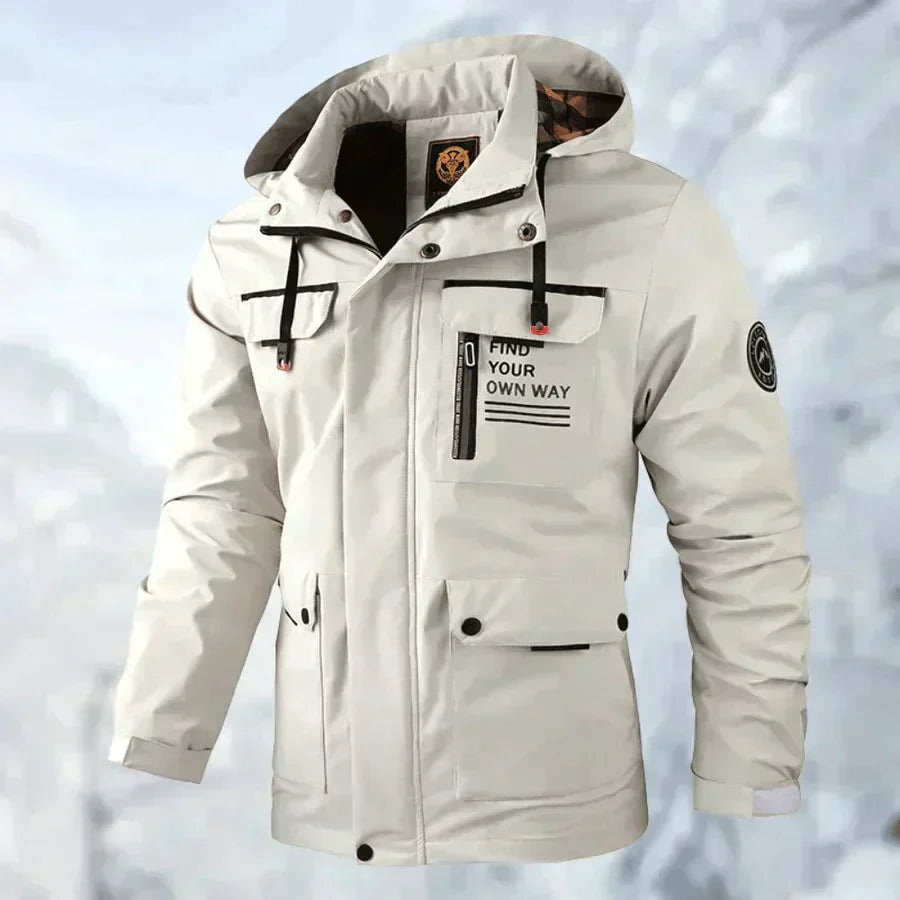 Ezekiel | Men's Waterproof Jacket with Removable Hood — White