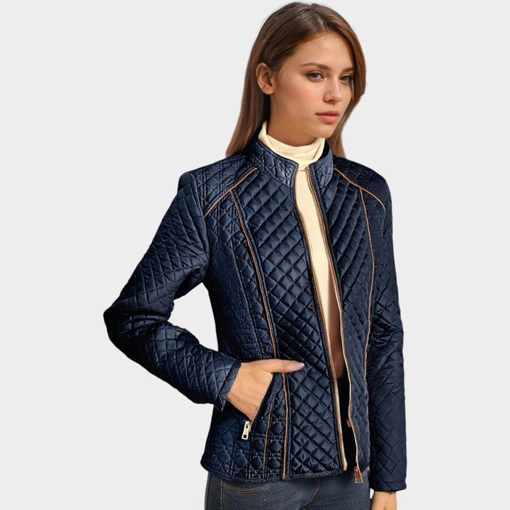 Faelyn | Women's Quilted Jacket Casual Zip Front Stand Collar — 1