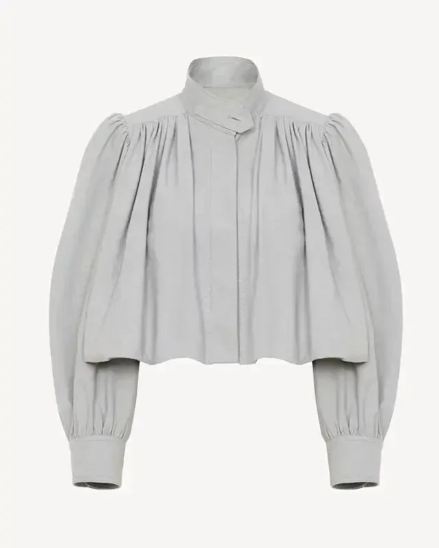 Fayephine | Women's Cropped Button Front Jacket — Gray