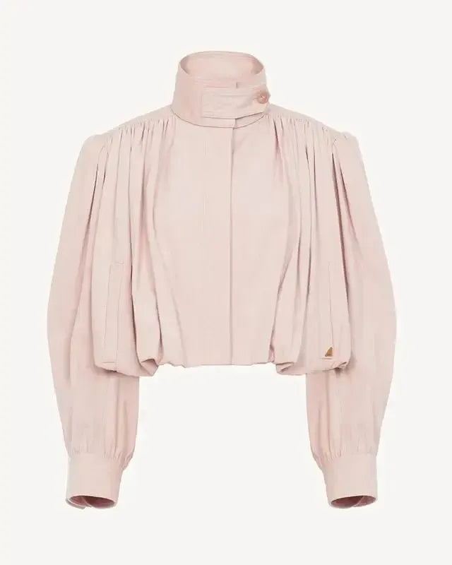 Fayephine | Women's Cropped Button Front Jacket — Light Pink