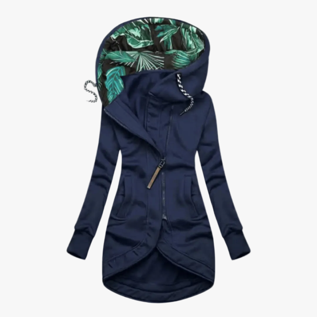 Fenana | Women's Synthetic Jacket with Hood and Asymmetrical Zip — 1
