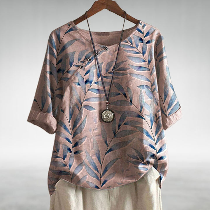 Filomena | Women's Linen Casual Printed 3/4 Sleeve Blouse — 2