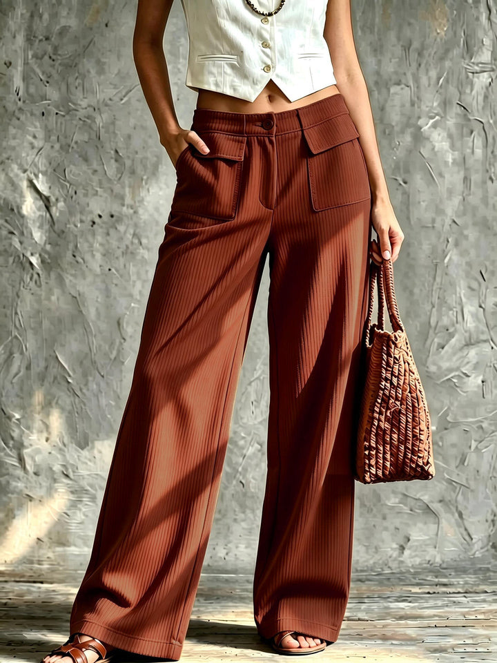 Fioaria | Women's Wide-Leg Corduroy Pants — Brown