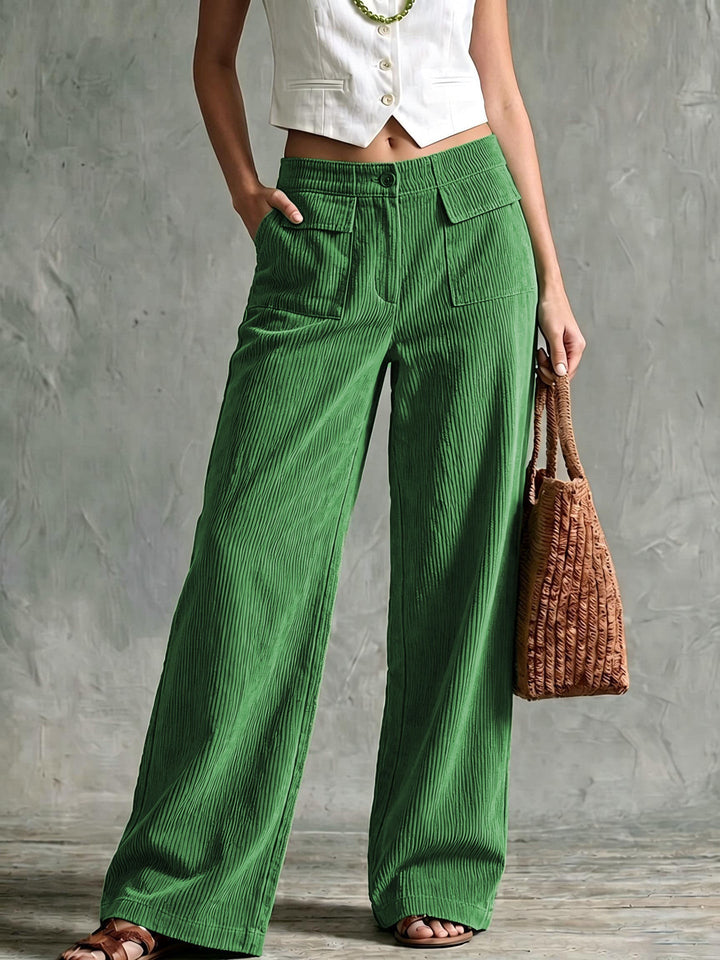 Fioaria | Women's Wide-Leg Corduroy Pants — Green