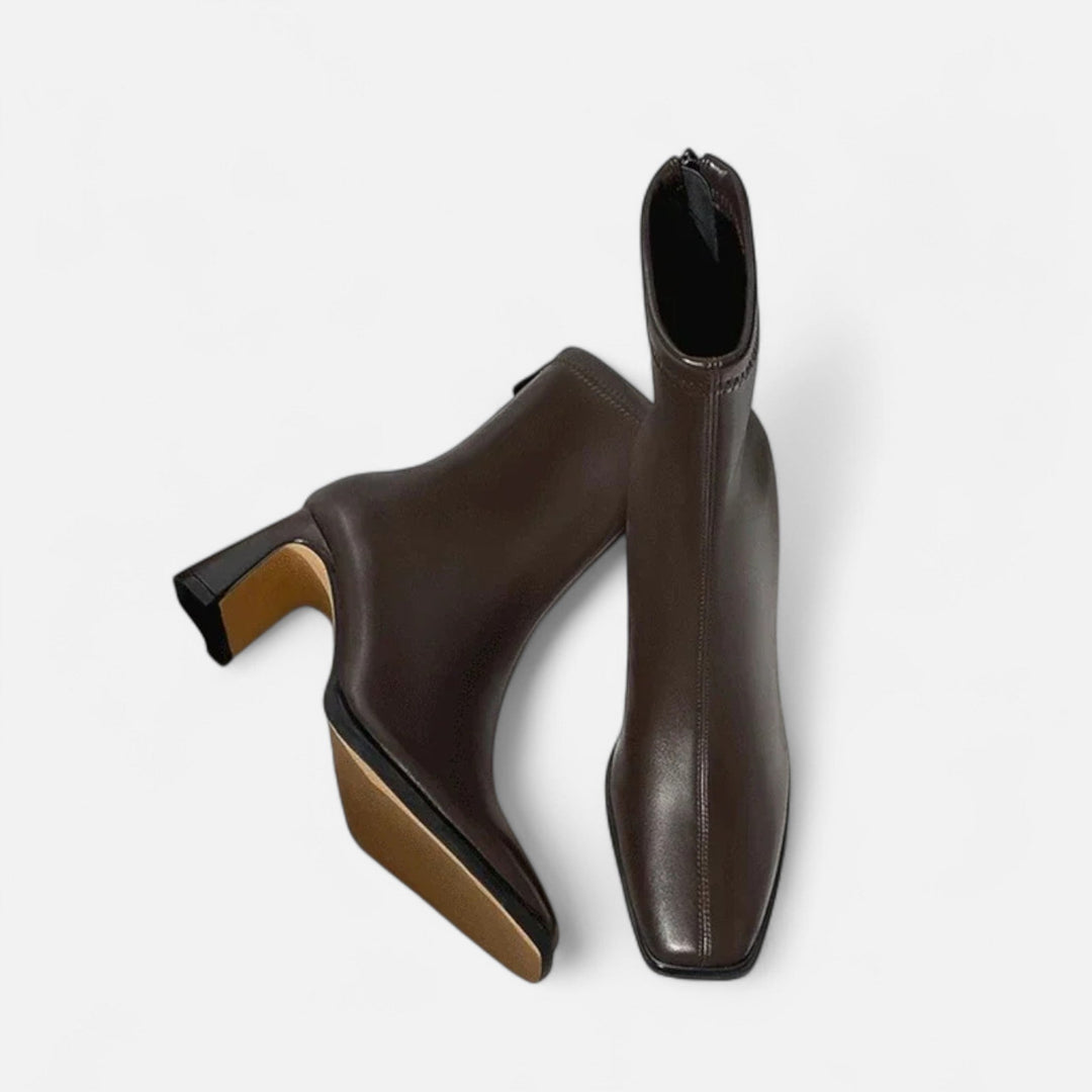 Francesca | Women's Western Style Knee-High Elegant Square-Toe Ankle Boots with Block Heel — 1
