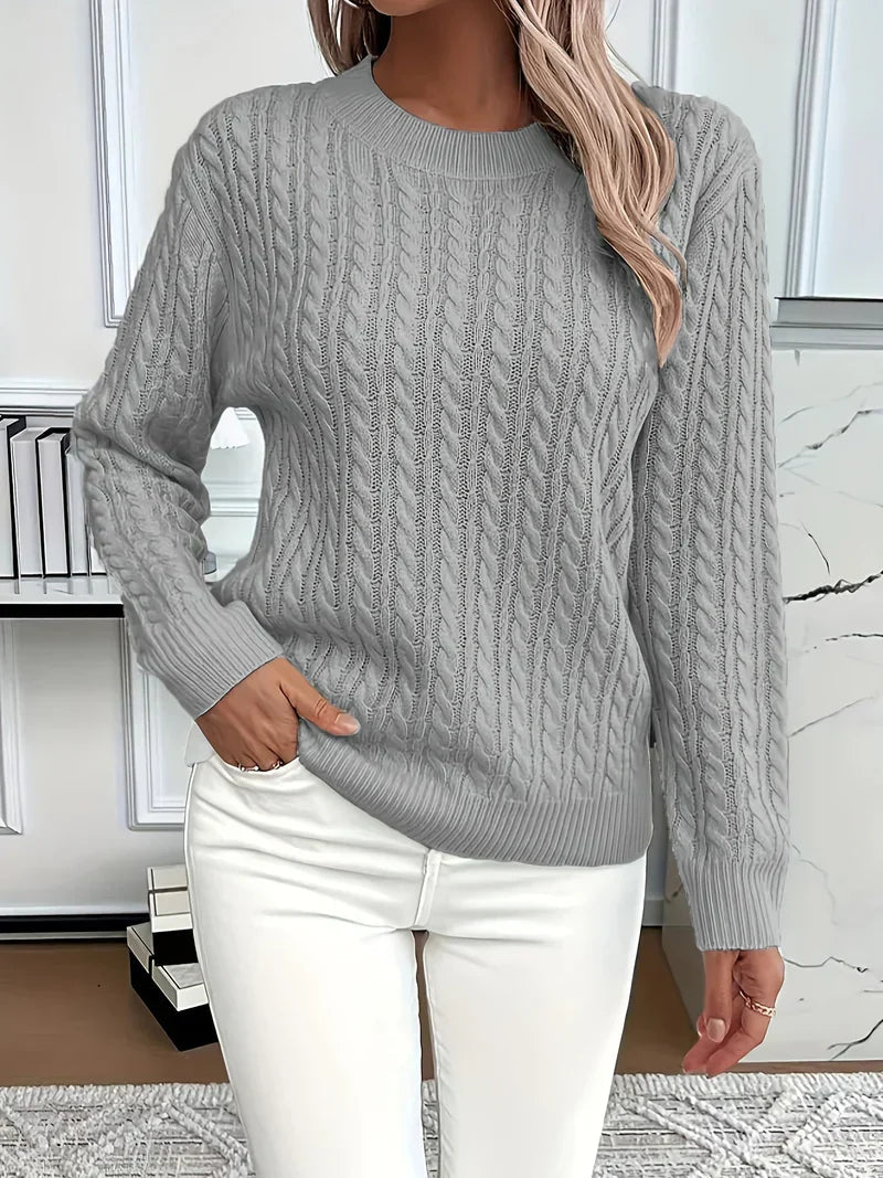 Galiaara | Women's Cozy Cable Knit Sweater — Gray