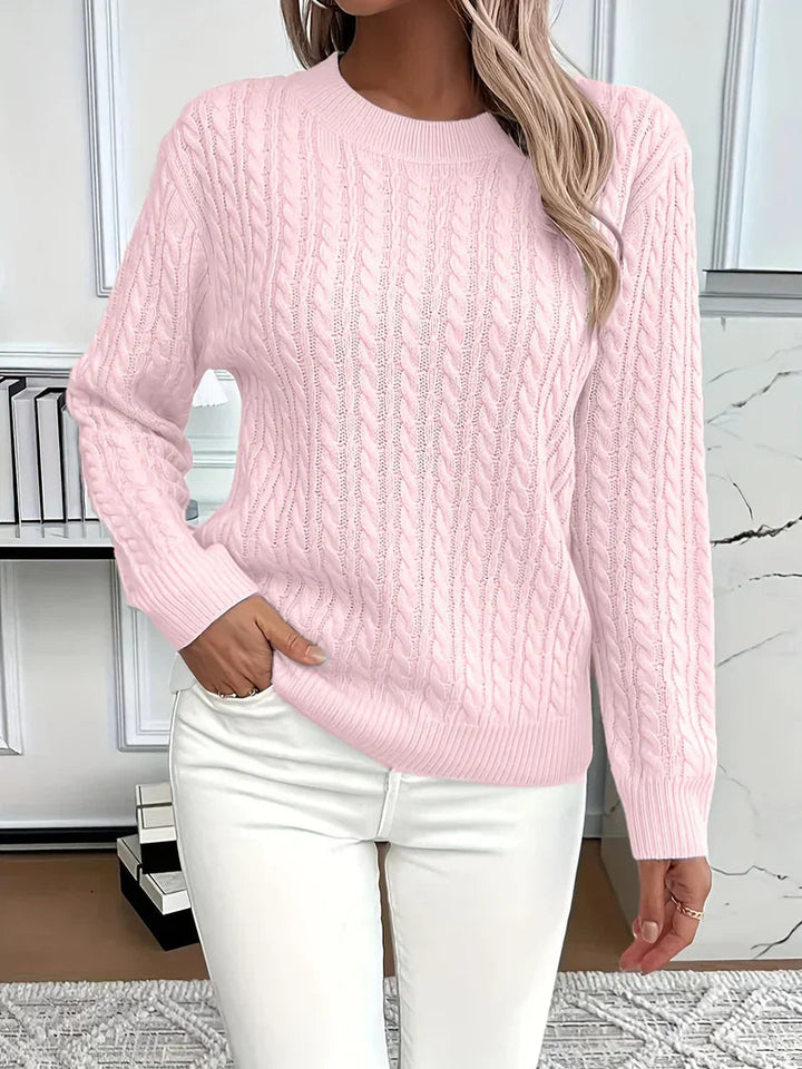 Galiaara | Women's Cozy Cable Knit Sweater — Pink
