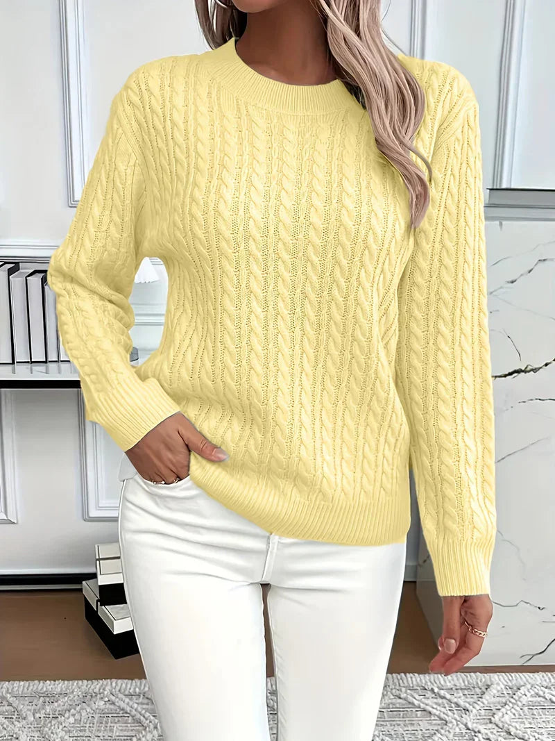 Galiaara | Women's Cozy Cable Knit Sweater — Yellow