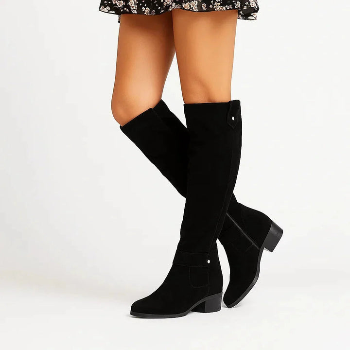 Galiaeen | Women's Suede Boots with Block Heel for — Black