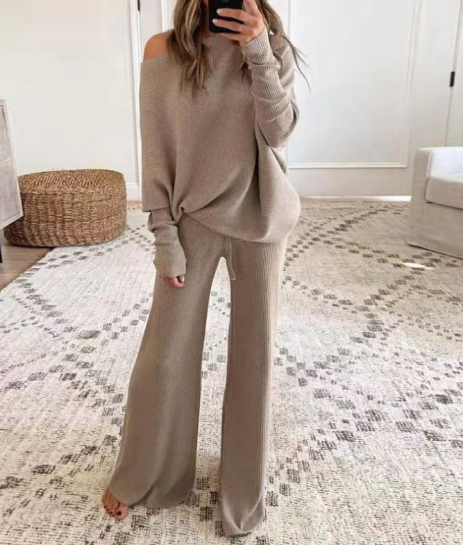Galiamira | Women's Two-Piece Matching Stylish and Comfortable Knitted Two Piece Set — Khaki