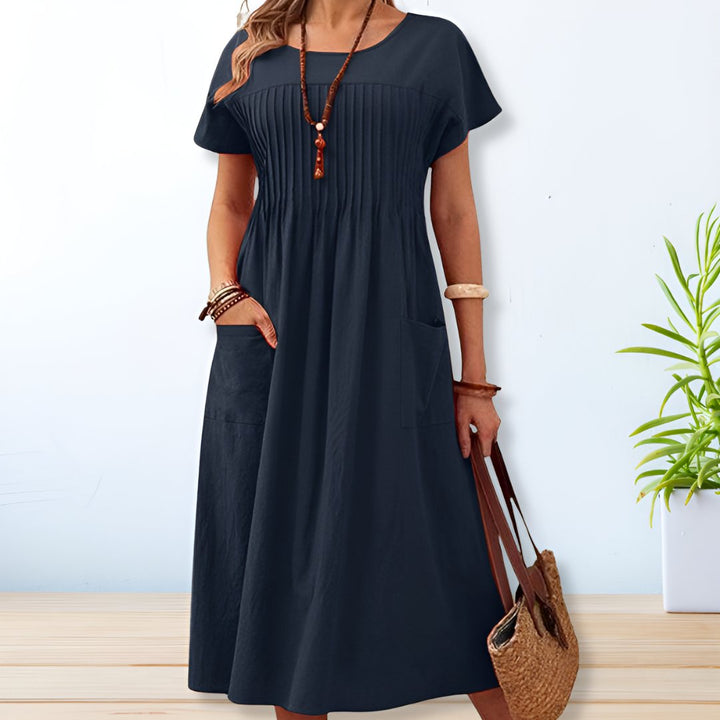 Galiaora | Women's Elegant Relaxed Fit Day Dress — Blue