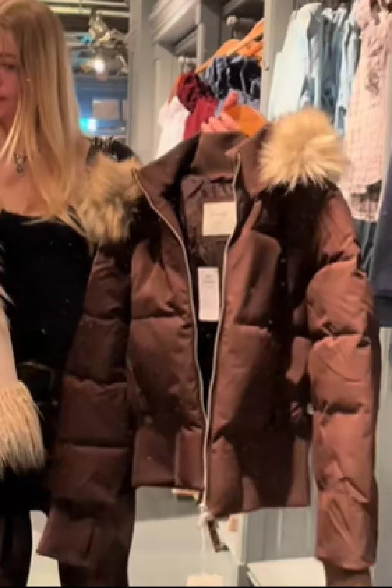 Galiaria | Women's Puffer Jacket Quilted Hooded Faux Fur Winter Outdoor