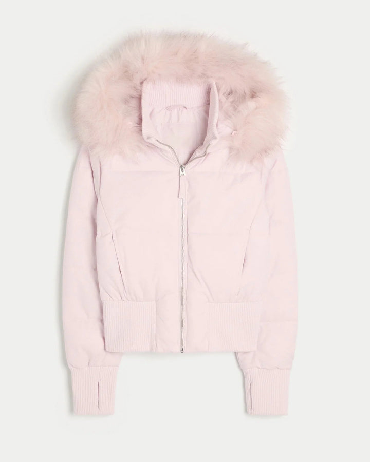 Galiaria | Women's Puffer Jacket Quilted Hooded Faux Fur Winter Outdoor