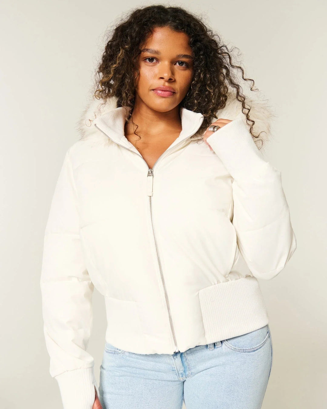 Galiaria | Women's Puffer Jacket Quilted Hooded Faux Fur Winter Outdoor
