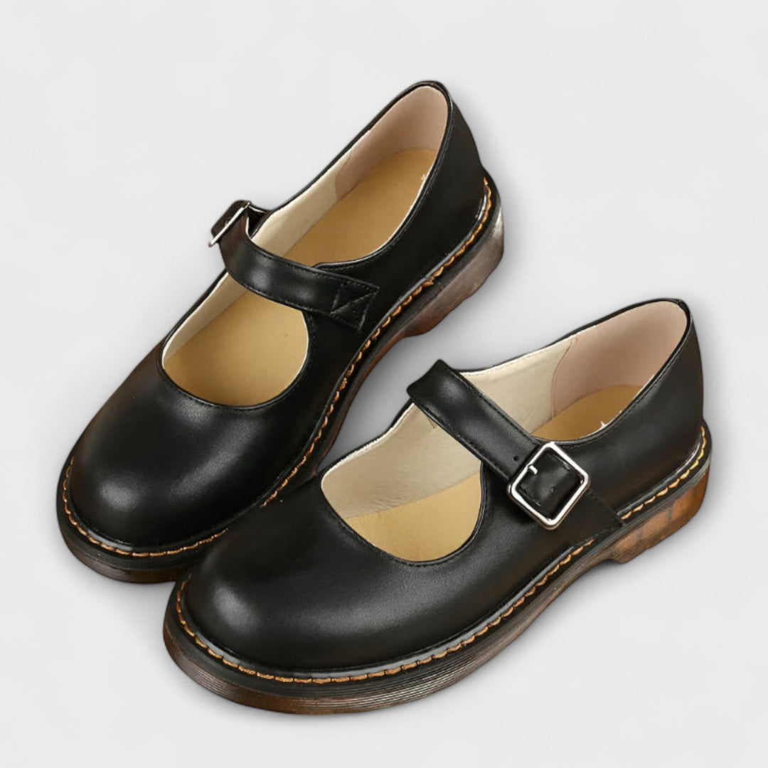Giaana | Women's Comfort Slip-On Buckle Strap Rounded Toe Flats — 2