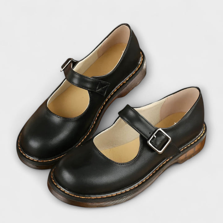 Giaana | Women's Comfort Slip-On Buckle Strap Rounded Toe Flats — 2