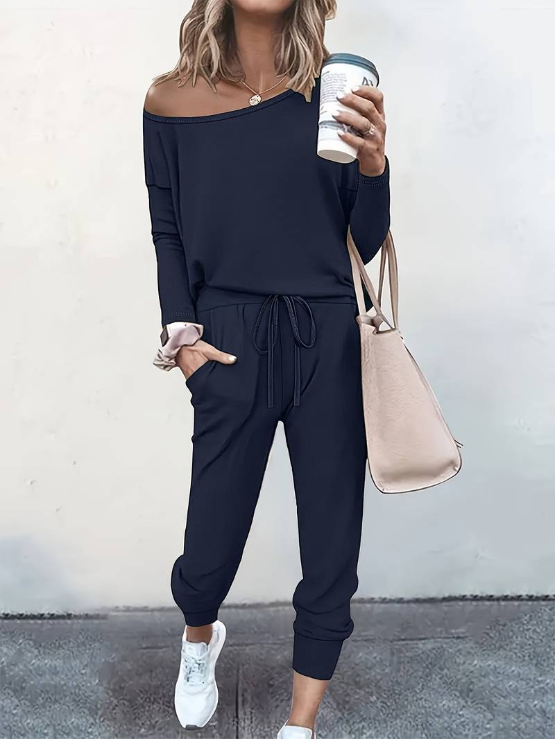 Giaetta | Women's Two-Piece Matching Two Piece Jogger Lounge Set — Blue