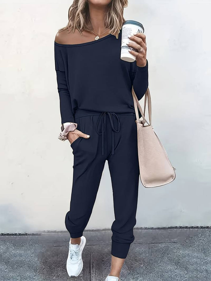 Giaetta | Women's Two-Piece Matching Two Piece Jogger Lounge Set — Blue