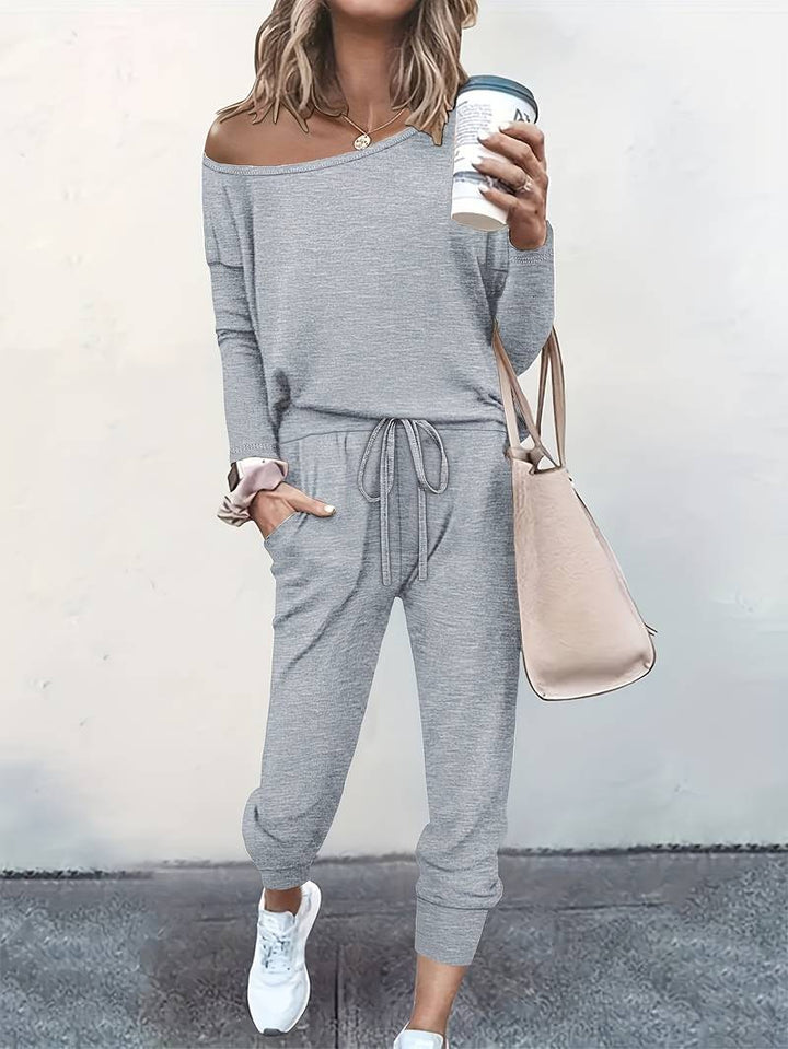 Giaetta | Women's Two-Piece Matching Two Piece Jogger Lounge Set — Gray