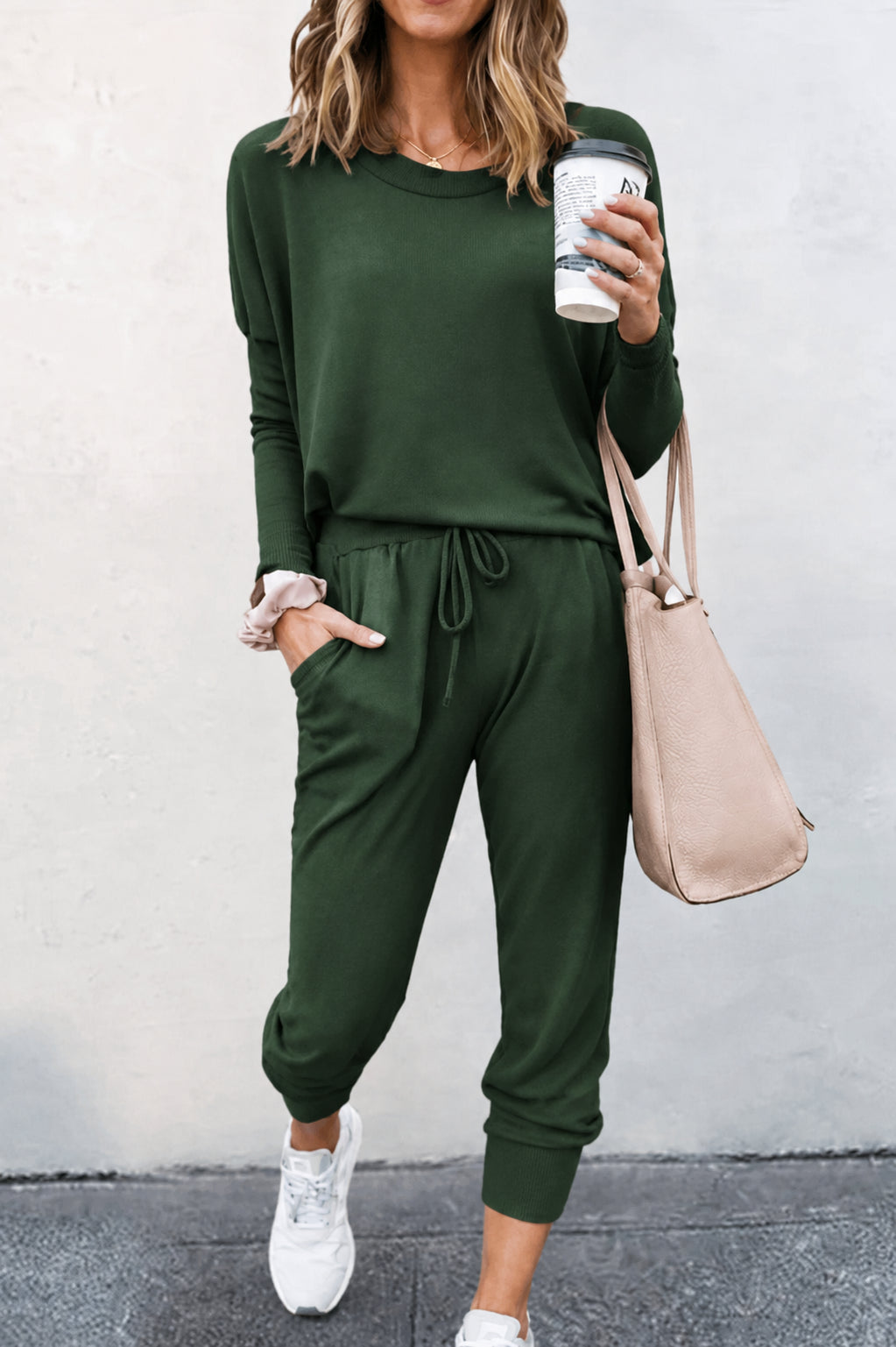 Giaetta | Women's Two-Piece Matching Two Piece Jogger Lounge Set — Green