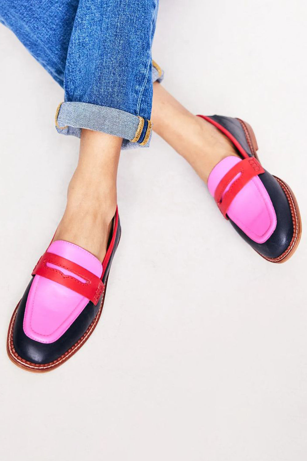 Gialise | Women's Orthopedic Comfort Slip-On Colored Accent Loafers — Red/Pink