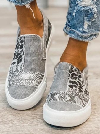 Front close view of patchwork slip-on loafers