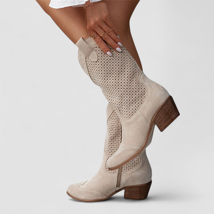 Gwencine | Women's Orthopedic Western Boots — Beige