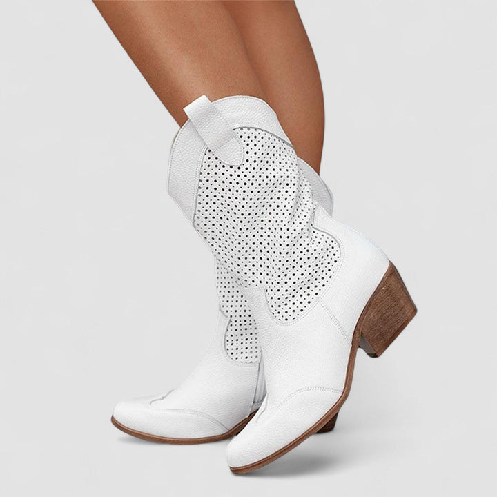 Gwencine | Women's Orthopedic Western Boots — White
