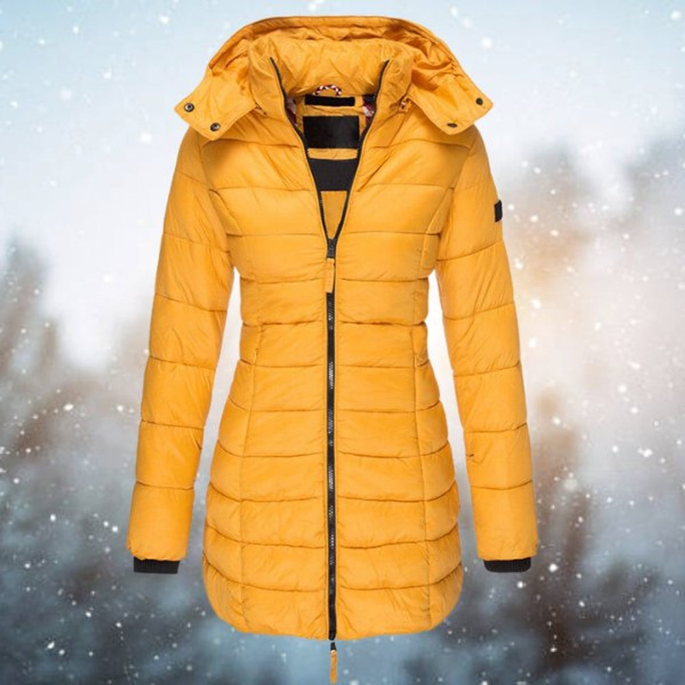 Gwenienne | Women's Casual Stretch Hooded Quilted Puffer Longline Coat — 2