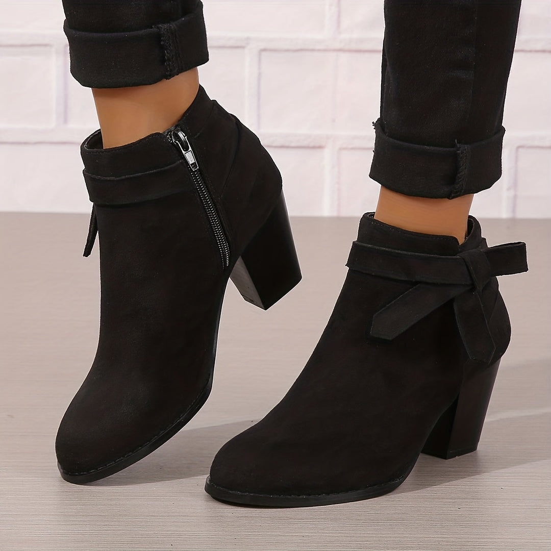 Halcydessa | Women's Feminine Pointed Toe Block Heel Ankle Boots — 2