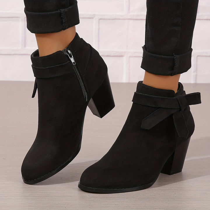Halcydessa | Women's Feminine Pointed Toe Block Heel Ankle Boots — 2