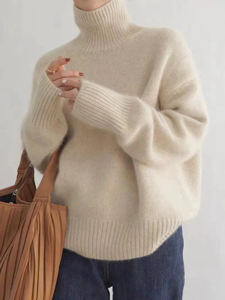 Halereth | Women's Turtleneck Sweater Relaxed Fit Cashmere Layering